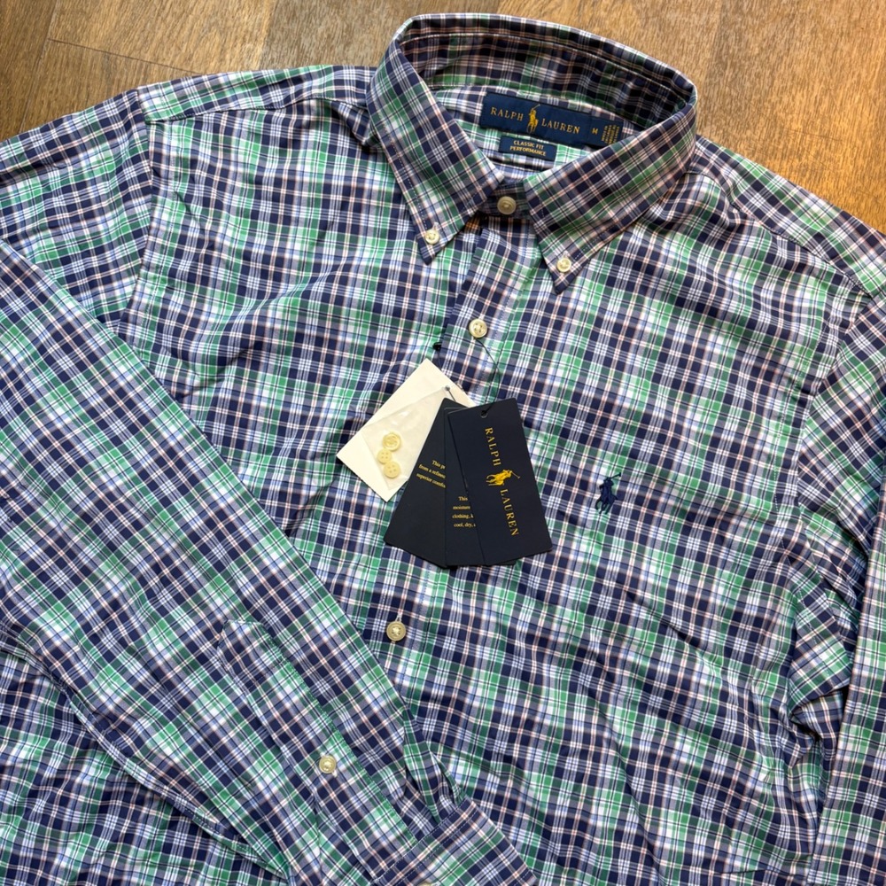 NWT Polo Ralph Lauren Classic Fit Performance Small Pony Plaid Button Down Shirt